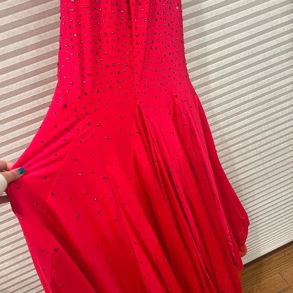 Johnathon Kayne reddish pink with iridescent beading prom dress - Picture 6 of 7